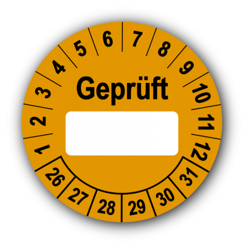Geprüft …, orange (zum Selbstbeschriften)