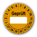 Geprüft …, orange (zum Selbstbeschriften)