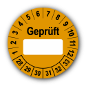Geprüft …, orange (zum Selbstbeschriften)