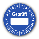Geprüft …, blau (zum Selbstbeschriften)