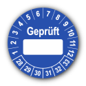 Geprüft …, blau (zum Selbstbeschriften)
