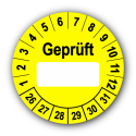 Geprüft …, gelb (zum Selbstbeschriften)