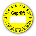 Geprüft …, gelb (zum Selbstbeschriften)