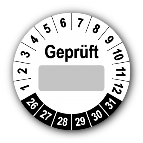 Geprüft …, weiß (zum Selbstbeschriften)