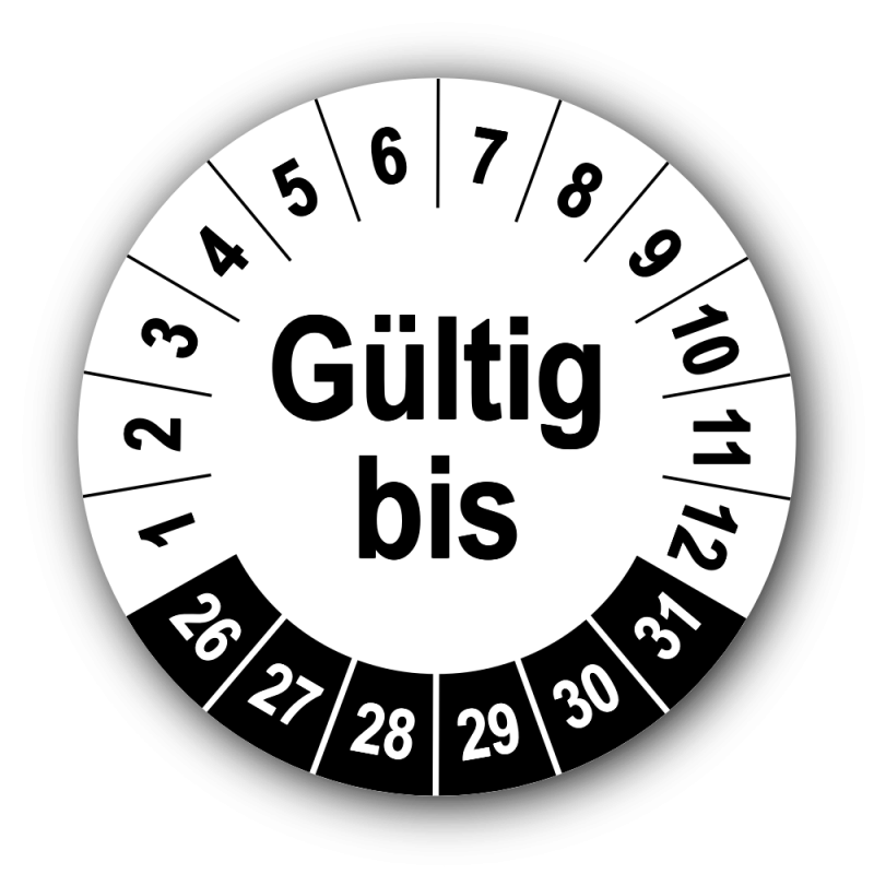 Gültig bis, weiß
