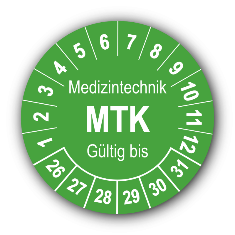 Medizintechnik MTK Gültig bis, grün
