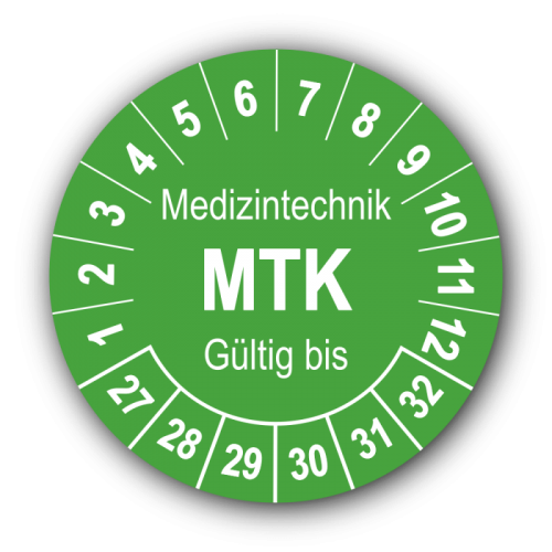 Medizintechnik MTK Gültig bis, grün