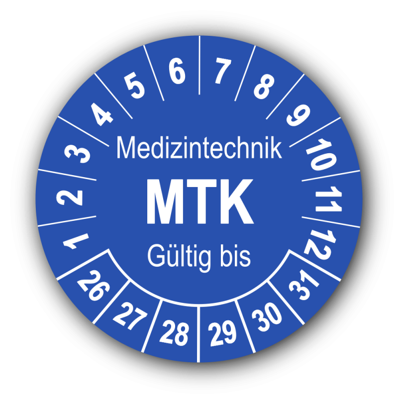 Medizintechnik MTK Gültig bis, blau