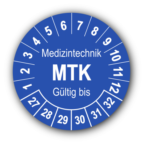 Medizintechnik MTK Gültig bis, blau