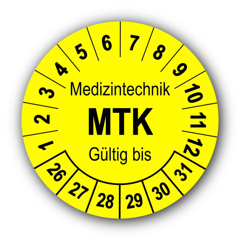 Medizintechnik MTK Gültig bis, gelb