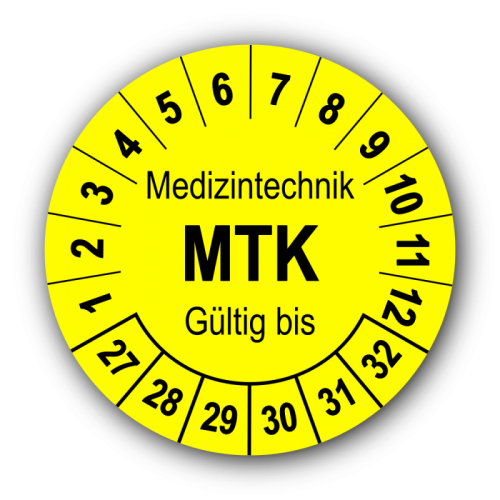 Medizintechnik MTK Gültig bis, gelb