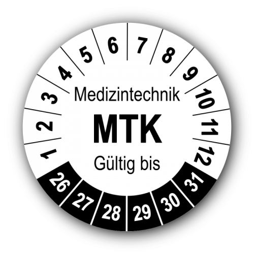 Medizintechnik MTK Gültig bis, weiß