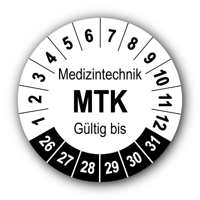 Medizintechnik MTK Gültig bis, weiß