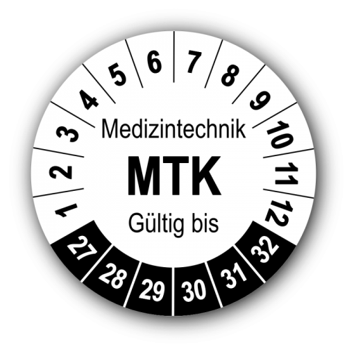 Medizintechnik MTK Gültig bis, weiß