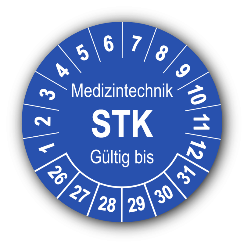 Medizintechnik STK Gültig bis, blau