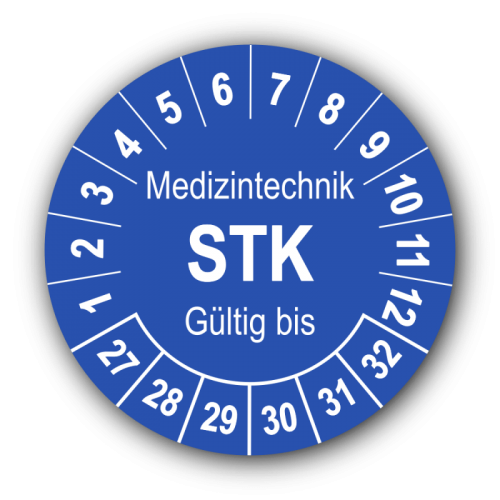 Medizintechnik STK Gültig bis, blau