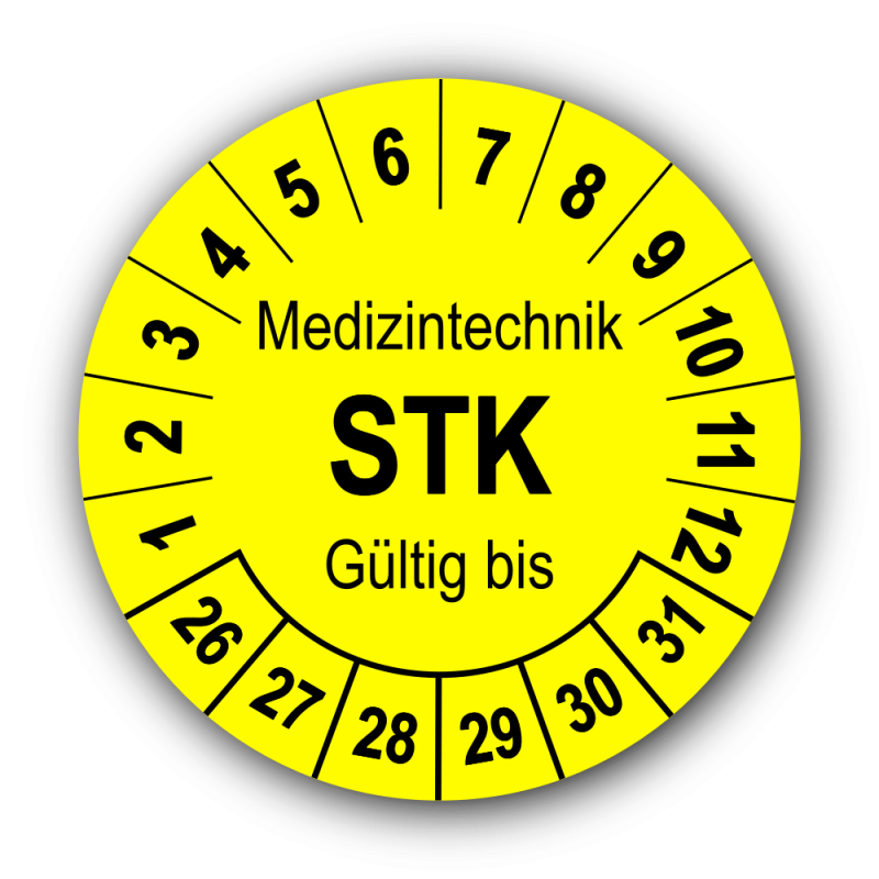 Medizintechnik STK Gültig bis, gelb