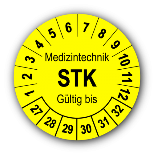Medizintechnik STK Gültig bis, gelb