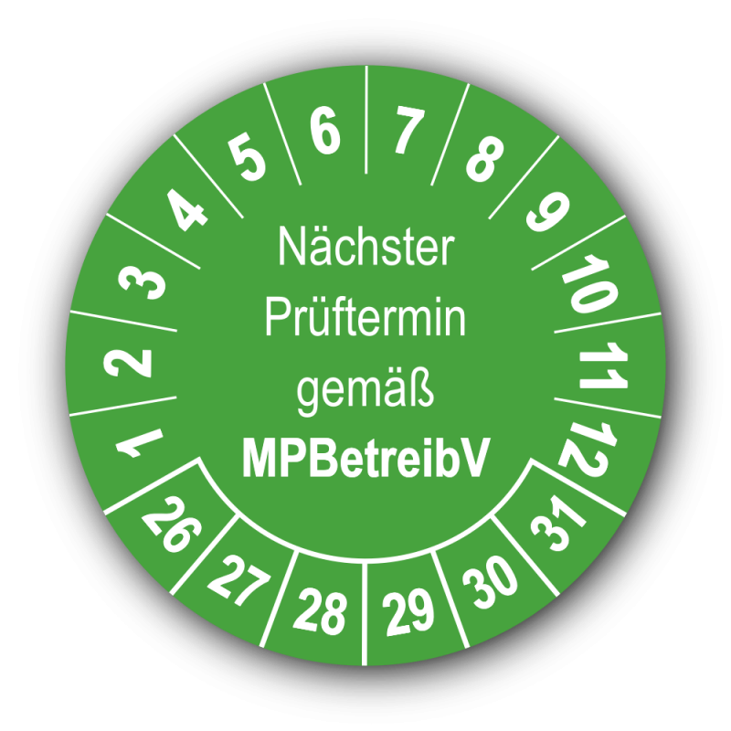 Nächster Prüftermin gemäß MPBetreibV, grün