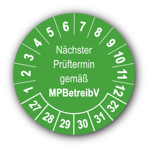 Nächster Prüftermin gemäß MPBetreibV, grün
