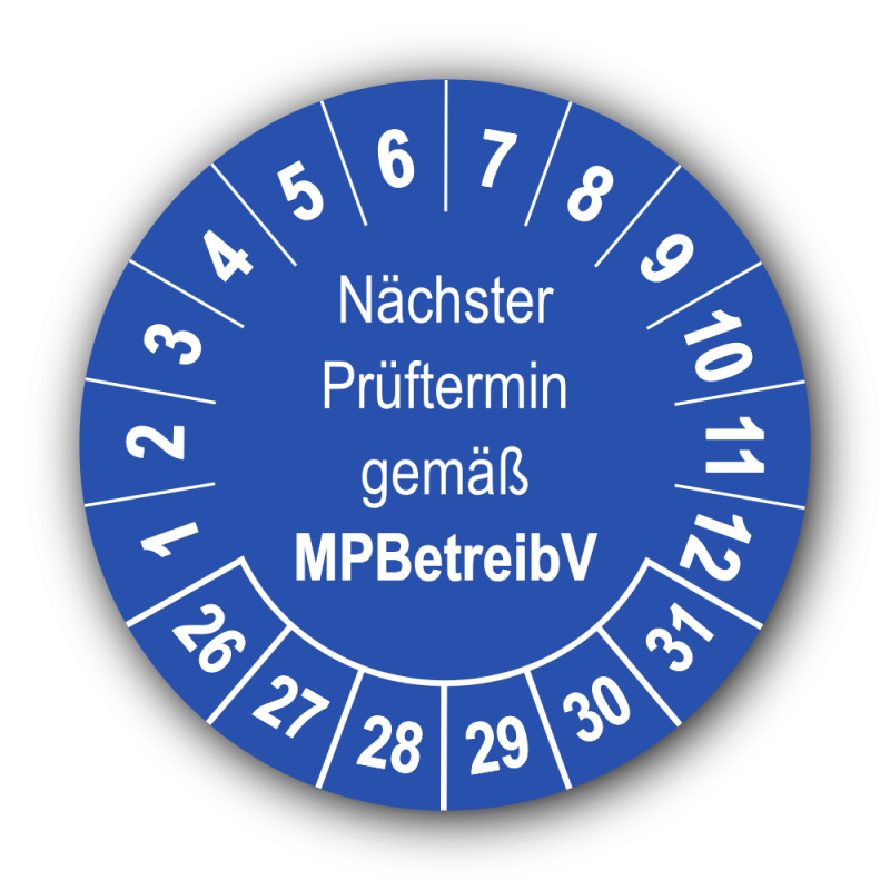 Nächster Prüftermin gemäß MPBetreibV, blau