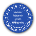 Nächster Prüftermin gemäß MPBetreibV, blau