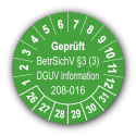Geprüft BetrSichV §3 (3) DGUV Information 208-016, grün