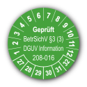 Geprüft BetrSichV §3 (3) DGUV Information 208-016, grün