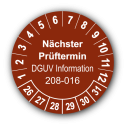Nächster Prüftermin DGUV Information 208-016, braun