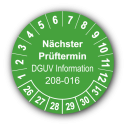 Nächster Prüftermin DGUV Information 208-016, grün