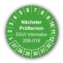 Nächster Prüftermin DGUV Information 208-016, grün