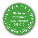 Nächster Prüftermin DGUV Information 208-016, grün