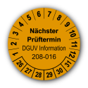 Nächster Prüftermin DGUV Information 208-016, orange