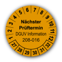 Nächster Prüftermin DGUV Information 208-016, orange