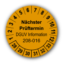 Nächster Prüftermin DGUV Information 208-016, orange