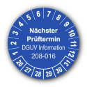 Nächster Prüftermin DGUV Information 208-016, blau