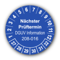 Nächster Prüftermin DGUV Information 208-016, blau