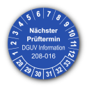 Nächster Prüftermin DGUV Information 208-016, blau