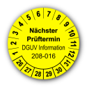 Nächster Prüftermin DGUV Information 208-016, gelb
