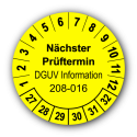 Nächster Prüftermin DGUV Information 208-016, gelb