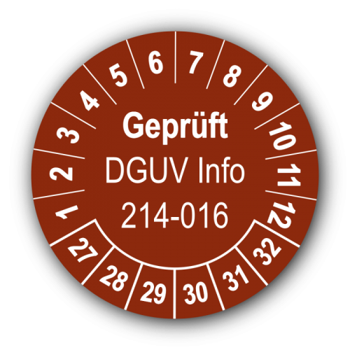 Geprüft DGUV Information 214-016, braun