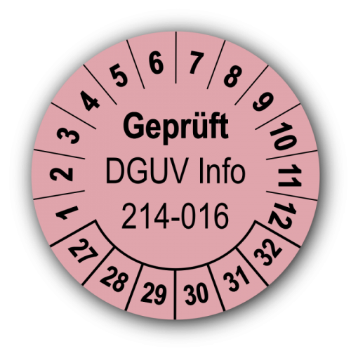 Geprüft DGUV Information 214-016, rosa