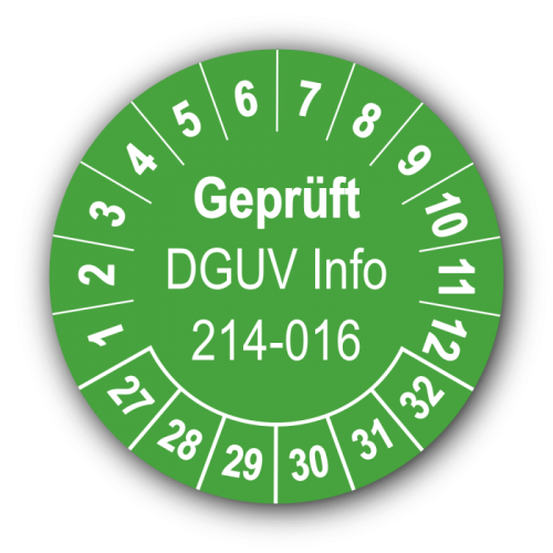 Geprüft DGUV Information 214-016, grün