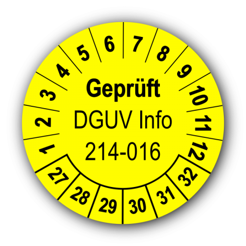Geprüft DGUV Information 214-016, gelb