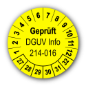Geprüft DGUV Information 214-016, gelb