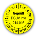 Geprüft DGUV Information 214-016, gelb