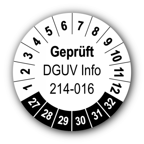 Geprüft DGUV Information 214-016, weiß