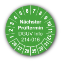 Nächster Prüftermin DGUV Information 214-016, grün