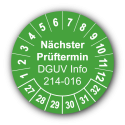 Nächster Prüftermin DGUV Information 214-016, grün