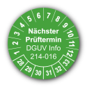 Nächster Prüftermin DGUV Information 214-016, grün
